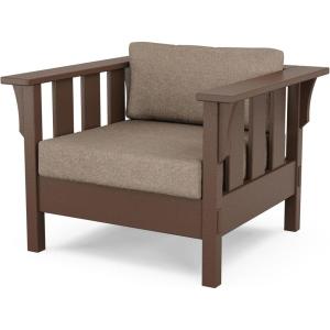 Martha Stewart by POLYWOOD® Acadia Deep Seating Chair in Black/Dune Burlap(Mahogany / Spiced Burlap)