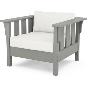 Martha Stewart by POLYWOOD® Acadia Deep Seating Chair in Black/Dune Burlap(Slate Grey / Natural Linen)