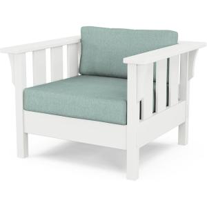 Martha Stewart by POLYWOOD® Acadia Deep Seating Chair in Black/Dune Burlap(White / Glacier Spa)