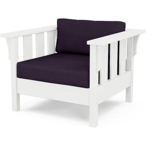 Martha Stewart by POLYWOOD® Acadia Deep Seating Chair in Black/Dune Burlap(White / Navy Linen)