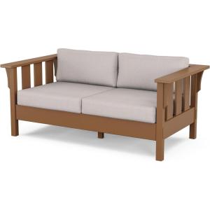 Martha Stewart by POLYWOOD® Acadia Deep Seating Loveseat in Mahogany/Spiced Burlap(Teak / Dune Burlap)