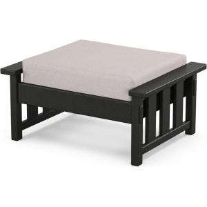 Martha Stewart by POLYWOOD® Acadia Deep Seating Ottoman in Slate Grey/Midnight Linen(Black / Dune Burlap)