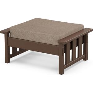 Martha Stewart by POLYWOOD® Acadia Deep Seating Ottoman in Slate Grey/Midnight Linen(Mahogany / Spiced Burlap)