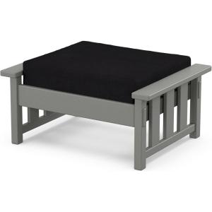 Martha Stewart by POLYWOOD® Acadia Deep Seating Ottoman in Slate Grey/Midnight Linen(Slate Grey / Midnight Linen)