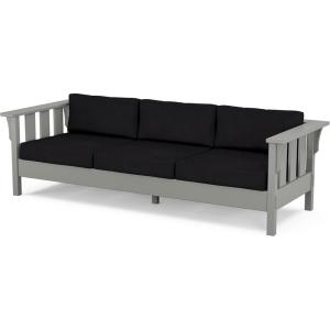 Martha Stewart by POLYWOOD® Acadia Deep Seating Sofa in Slate Grey/Natural Linen(Slate Grey / Midnight Linen)