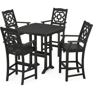 Martha Stewart by POLYWOOD® Chinoiserie 5-Piece Bar Set with Trestle Legs in Green(Black)
