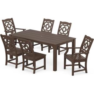 Martha Stewart by POLYWOOD® Chinoiserie 7-Piece Parsons Dining Set (Exclusive) in Black(Mahogany)