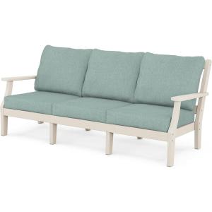 Martha Stewart by POLYWOOD® Chinoiserie Deep Seating Sofa in White/Glacier Spa(Sand / Glacier Spa)