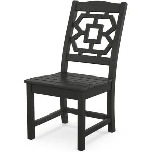 Martha Stewart by POLYWOOD® Chinoiserie Dining Side Chair in Sand(Black)