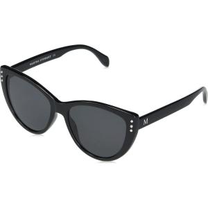Martha Stewart womens Ms117 Glamorous Uv400 Protective Cat Eye Sunglasses – Timeless Gifts for Her, 55mm Cat Eye Sunglasses(Black)