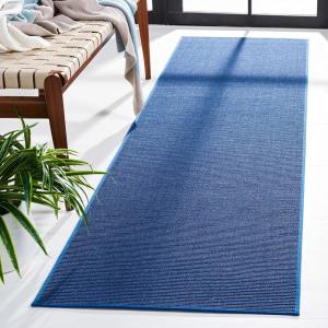 Martha Stewart x SAFAVIEH Area Rug Collection – 2’3″ x 8′ Runner, Red, Sisal & Jute, Farmhouse Style, Ideal for Living Room, Bedroom, Foyer, Hallway (MSR9501Q)(Blue)