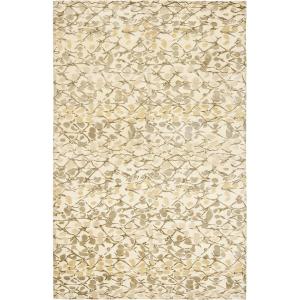 Martha Stewart x SAFAVIEH Area Rug Collection – 8′ x 10′, Bard Red, Hand-Knotted Silk & Wool, Ideal for Living Room, Bedroom, Office, Dining Space (MSR8641B)(Wheat Beige)