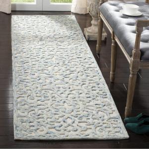 Martha Stewart x SAFAVIEH Area Rug Collection – 8′ x 10′, Blue & Ivory, Handmade Wool, Ideal for Living Room, Bedroom, Office, Dining Space (MSR3513B)(Blue/Ivory)