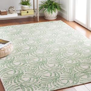 Martha Stewart x SAFAVIEH Area Rug Collection – 8′ x 10′, Ivory & Grey, Handmade Wool, Ideal for Living Room, Bedroom, Office, Dining Space (MSR3528F)(Ivory/Green)