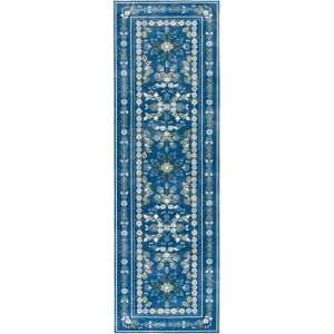 Martha Stewart x SAFAVIEH Machine Washable Area Rug Collection – 5′ x 8′, Dark Blue & Beige, Slip Resistant & Easy Cleaning, Ideal for Ideal for Living Room, Bedroom, Dining Space (MSRW179M)(Dark Blue/Beige)