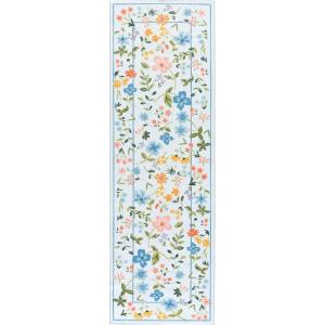 Martha Stewart x SAFAVIEH Machine Washable Area Rug Collection – 5′ x 8′, Light Blue & Rust, Slip Resistant & Easy Cleaning, Ideal for Ideal for Living Room, Bedroom, Dining Space (MSRW190K)(Light Blue/Rust)