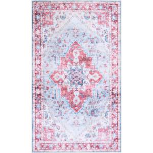 Martha Stewart x SAFAVIEH Machine Washable Area Rug Collection – 5′ x 8′, Red & Blue, Slip Resistant & Easy Cleaning, Ideal for Ideal for Living Room, Bedroom, Dining Space (MSRW148M)(Red/Blue)