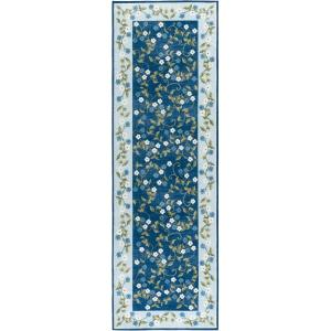 Martha Stewart x SAFAVIEH Machine Washable Area Rug Collection – 5′ x 8′, Rust & Gold, Slip Resistant & Easy Cleaning, Ideal for Ideal for Living Room, Bedroom, Dining Space (MSRW195Q)(Dark Blue/Light Blue)