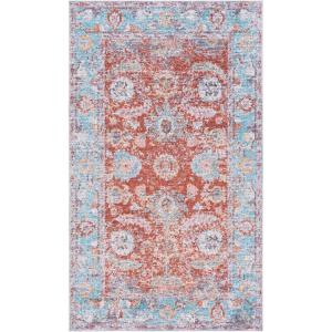 Martha Stewart x SAFAVIEH Machine Washable Area Rug Collection – 5′ x 8′, Turquoise & Rust, Slip Resistant & Easy Cleaning, Ideal for Ideal for Living Room, Bedroom, Dining Space (MSRW108K)(Turquoise/Rust)