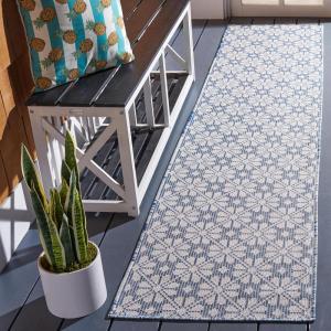 Martha Stewart x SAFAVIEH Outdoor Area Rug Collection – 8′ x 10′, Blue & Beige, Weather Resistant & Washable, Ideal for Patio, Backyard, Mudroom, Deck, Dining Space (MSR4491M)(Navy/Ivory)