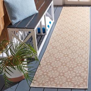 Martha Stewart x SAFAVIEH Outdoor Area Rug Collection – 8′ x 10′, Grey & Ivory, Weather Resistant & Washable, Ideal for Patio, Backyard, Mudroom, Deck, Dining Space (MSR4491F)(Natural/Beige)
