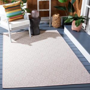 Martha Stewart x SAFAVIEH Outdoor Area Rug Collection – 8′ x 10′, Grey & Ivory, Weather Resistant & Washable, Ideal for Patio, Backyard, Mudroom, Deck, Dining Space (MSR4491F)(Pink/Ivory)