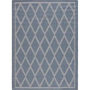 Martha Stewart x SAFAVIEH Outdoor Area Rug Collection – 8′ x 10′, Ivory & Light Grey, Weather Resistant & Washable, Ideal for Patio, Backyard, Mudroom, Deck, Dining Space (MSRO805A)(Light Blue / Ivory)