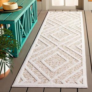 Martha Stewart x SAFAVIEH Outdoor Area Rug Collection – 8′ x 10′, Light Beige & Brown, Weather Resistant & Washable, Ideal for Patio, Backyard, Mudroom, Deck, Dining Space (MSRO218B)(Light Beige/Brown)