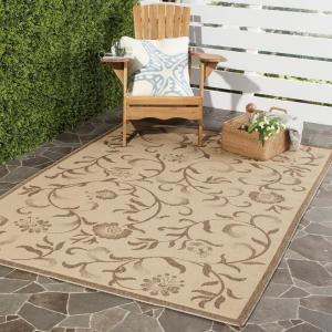 Martha Stewart x SAFAVIEH Outdoor Area Rug Collection – 8′ x 11’2″, Cream & Brown, Weather Resistant & Washable, Ideal for Patio, Backyard, Mudroom, Deck, Dining Space (MSR4251-12)(Creme/Brown)