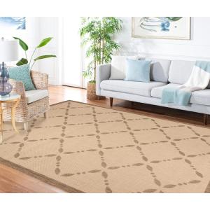Martha Stewart x SAFAVIEH Outdoor Area Rug Collection – 8′ x 11’2″, Cream & Green, Weather Resistant & Washable, Ideal for Patio, Backyard, Mudroom, Deck, Dining Space (MSR4252-14)(Creme/Brown)