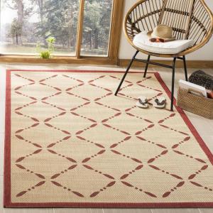 Martha Stewart x SAFAVIEH Outdoor Area Rug Collection – 8′ x 11’2″, Cream & Green, Weather Resistant & Washable, Ideal for Patio, Backyard, Mudroom, Deck, Dining Space (MSR4252-14)(Creme/Red)