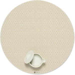 Martha by Martha Stewart | Chilewich Boxwood Placemats in Wheat – Set of 4 – Easy Care Woven Tabletop Textiles – Indoor/Outdoor – 15″ Round(Wheat)