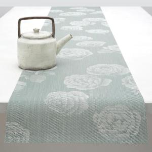 Martha by Martha Stewart | Chilewich Rosette 14”x72” Table Runner in Flax(Abalone)