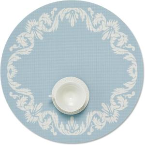 Martha by Martha Stewart | Chilewich Scroll Round Set of 4 Placemats in Burnt Coral(Sea)