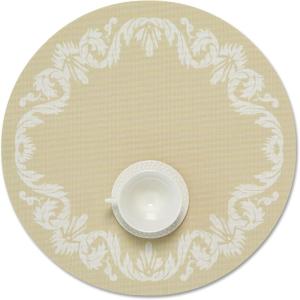 Martha by Martha Stewart | Chilewich Scroll Round Set of 4 Placemats in Wheat(Wheat)