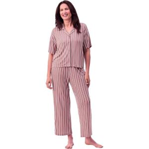 Peace Love & Dreams Martha Stewart Women’s Capri Pajama Set | Lightweight Rayon Sleepwear | Short Sleeve(Striped)