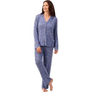 Peace Love & Dreams Martha Stewart Women’s Silky Pajama Set | 2-Piece Soft Rayon Long Sleeve(Tonal Blue Floral)