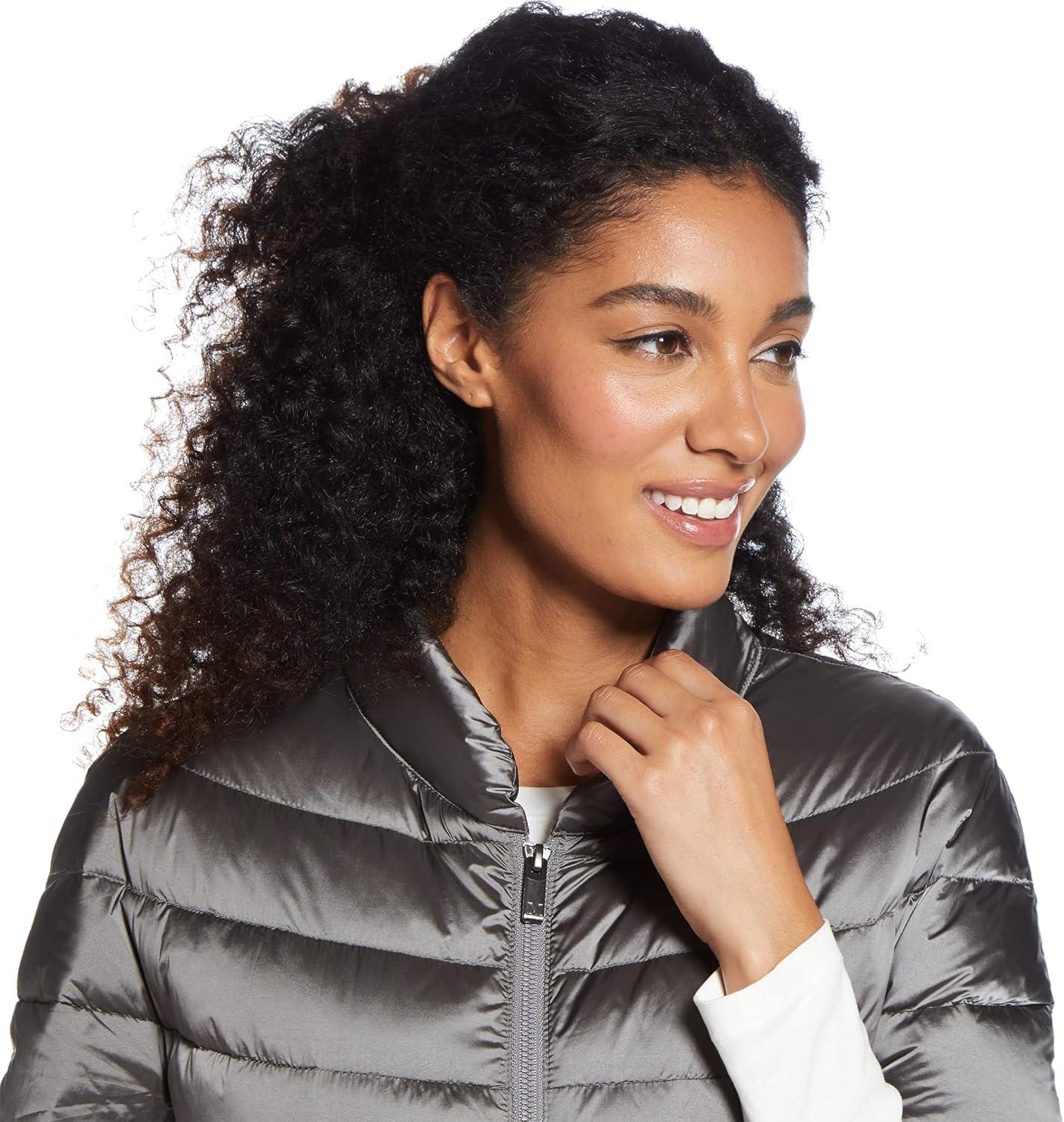 imageMartha Stewart Womens Quilted Down Puffer Vest Lightweight Short Sleeve Packable Jacket with Pockets Warm Winter OuterwearGraphite