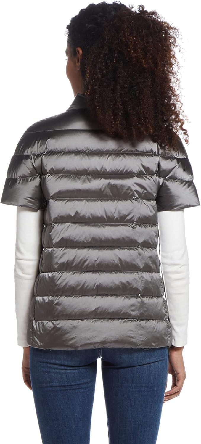 imageMartha Stewart Womens Quilted Down Puffer Vest Lightweight Short Sleeve Packable Jacket with Pockets Warm Winter OuterwearGraphite