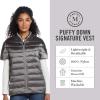 Martha Stewart Women’s Quilted Down Puffer Vest, Lightweight Short Sleeve Packable Jacket with Pockets, Warm Winter Outerwear(Graphite)