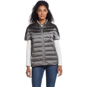 Martha Stewart Women’s Quilted Down Puffer Vest, Lightweight Short Sleeve Packable Jacket with Pockets, Warm Winter Outerwear(Graphite)