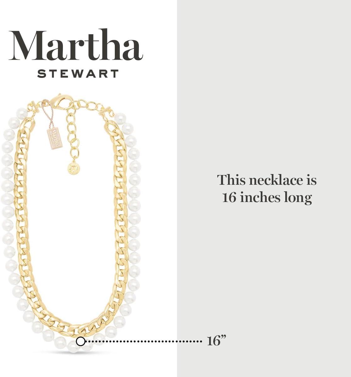 imageMartha Stewart Pearl and Curb Chain Necklace In Gold 16 Inches For Women