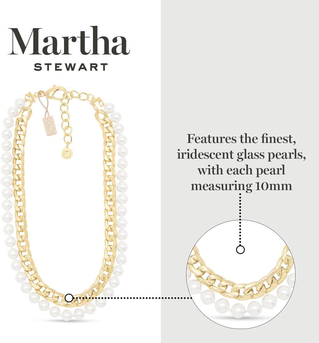 imageMartha Stewart Pearl and Curb Chain Necklace In Gold 16 Inches For Women