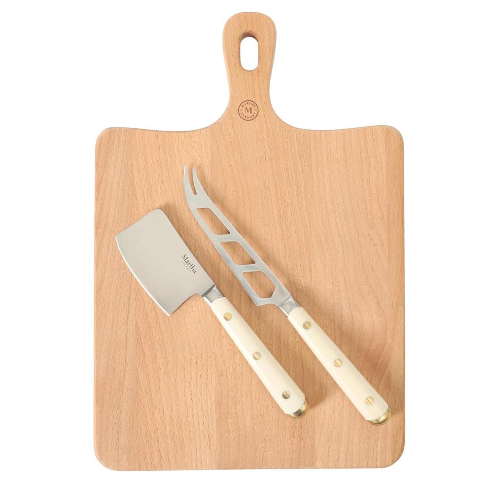 imageMartha Stewart Blairwood 3 Piece Beechwood Charcuterie Cutting Board with Cheese Knives Set