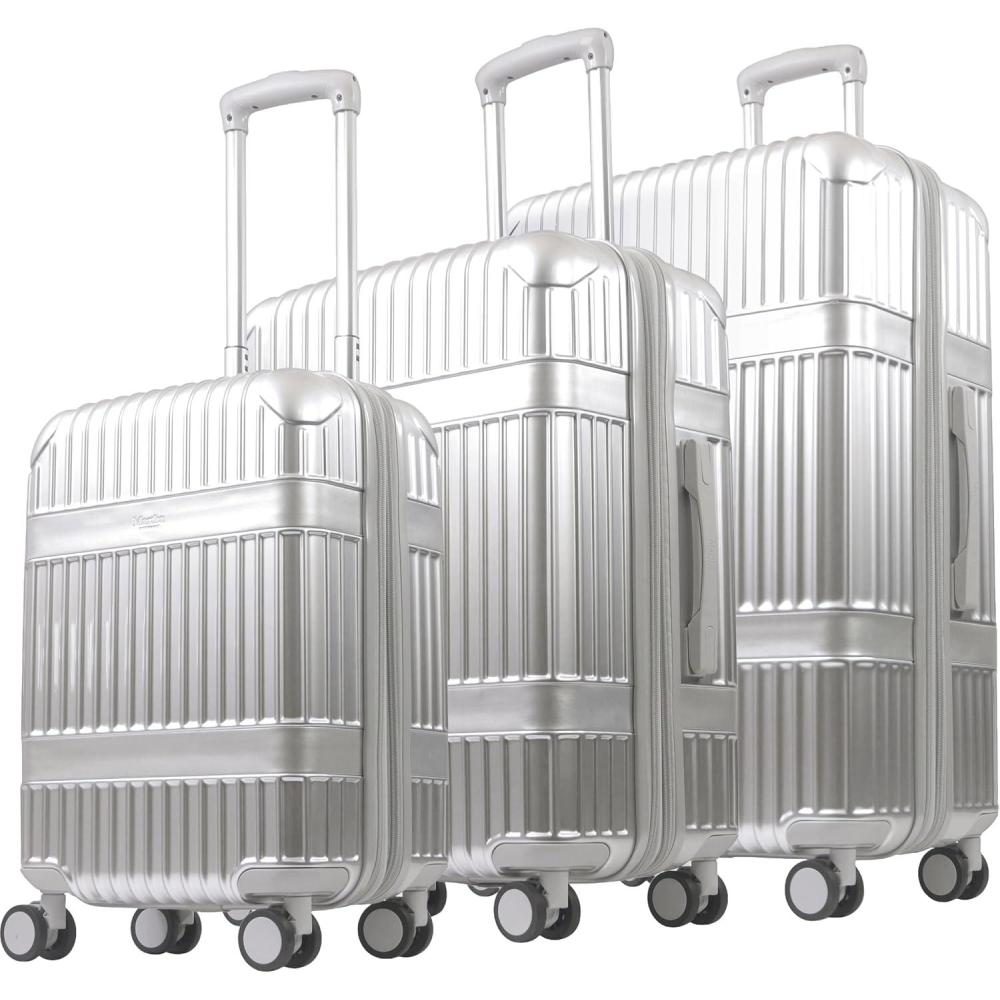 imageMartha Stewart The Bedford 30 Inch Rolling Luggage Hardshell Suitcase with Spinner Wheels SilverSilver