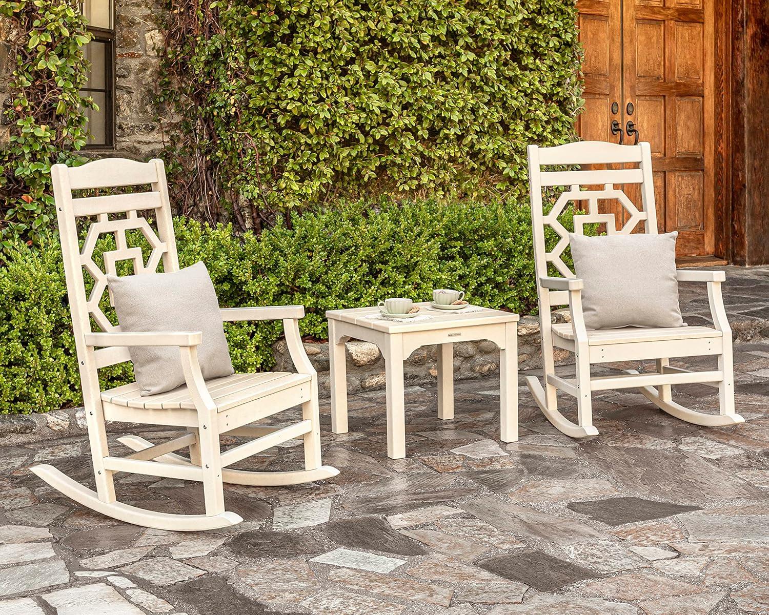 imageMartha Stewart by POLYWOOD Chinoiserie 3Piece Rocking Chair Set in GreenBlack