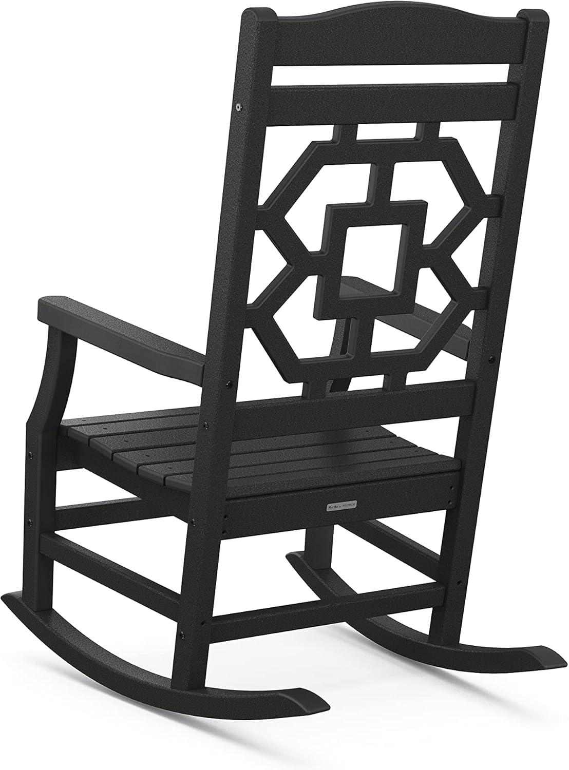 imageMartha Stewart by POLYWOOD Chinoiserie 3Piece Rocking Chair Set in GreenBlack