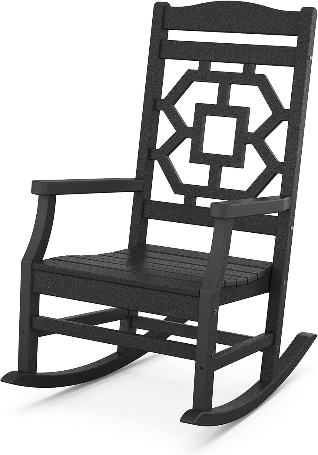 imageMartha Stewart by POLYWOOD Chinoiserie 3Piece Rocking Chair Set in GreenBlack