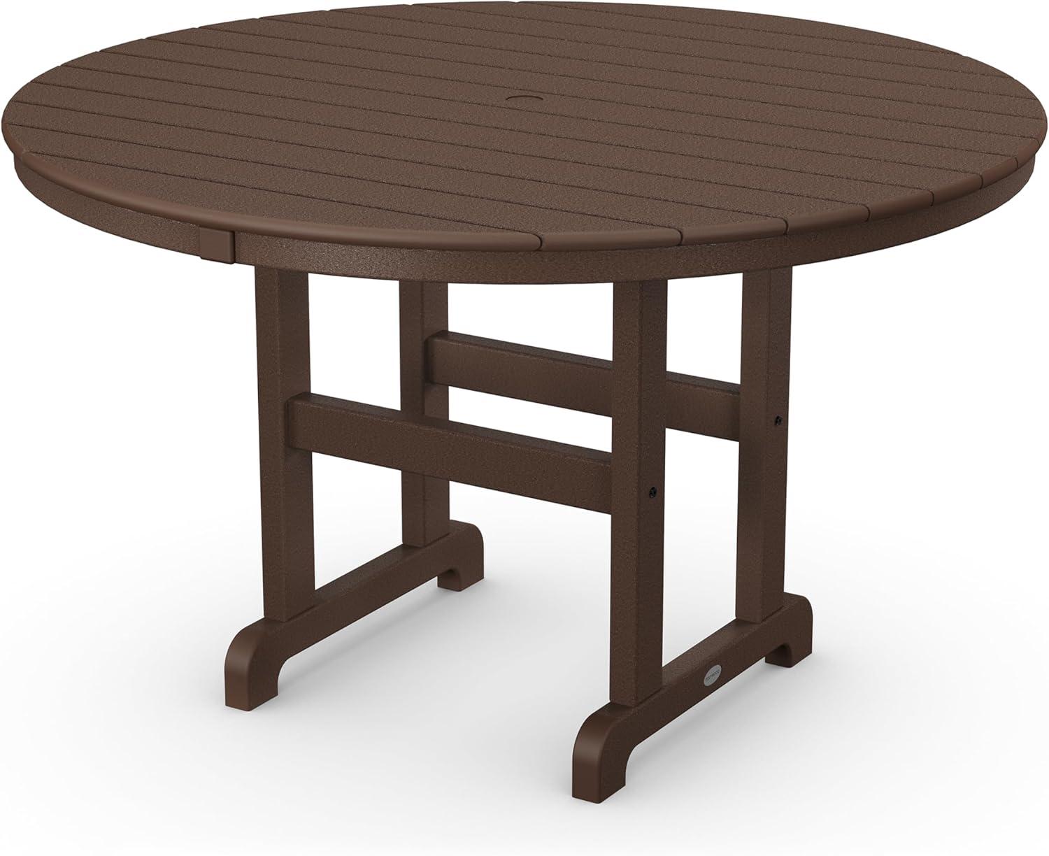 imageMartha Stewart by POLYWOOD Chinoiserie 5Piece Round Farmhouse Dining Set in SandMahogany