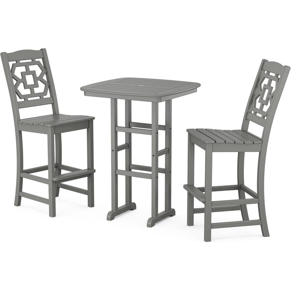 imageMartha Stewart by POLYWOOD Chinoiserie 3Piece Bar Set in MahoganySlate Grey